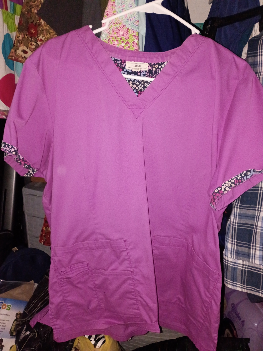 Maevn  Purple V-Neck Scrub Top